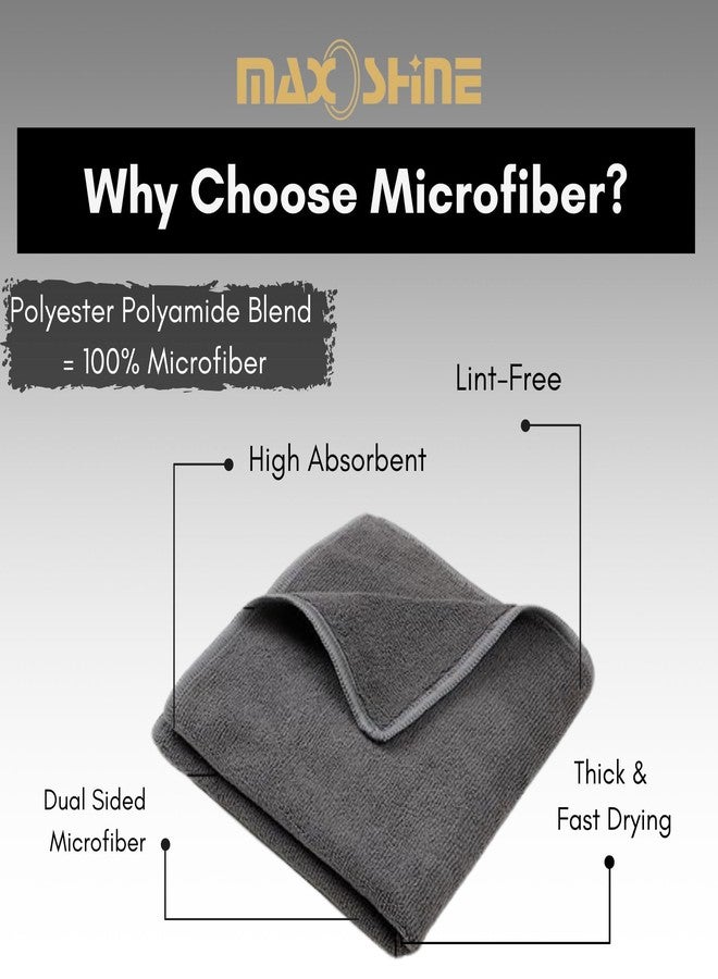 MAXOSHINE 350 GSM Microfiber Hand Towel-Multipurpose Cleaning Cloth for Glasswares Car Bike Cleaning-Highly Absorbent Lint and Streak Free Microfiber Cloth-40x40 cm (Pack of 2, Grey) - Image 2